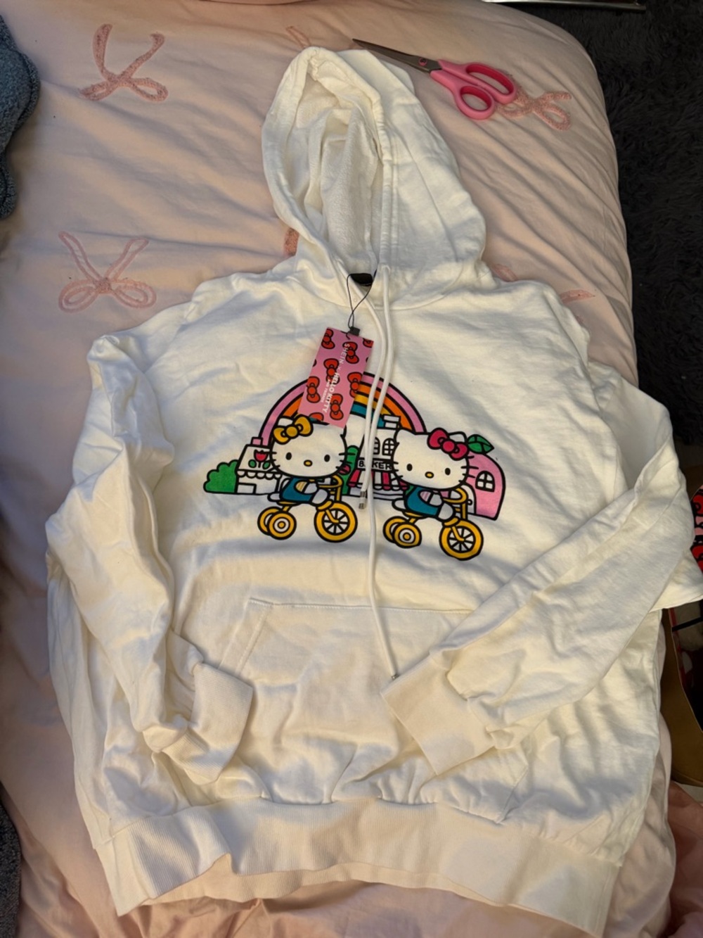 Hello Kitty White Kids Hoodie with Colorful Graphic